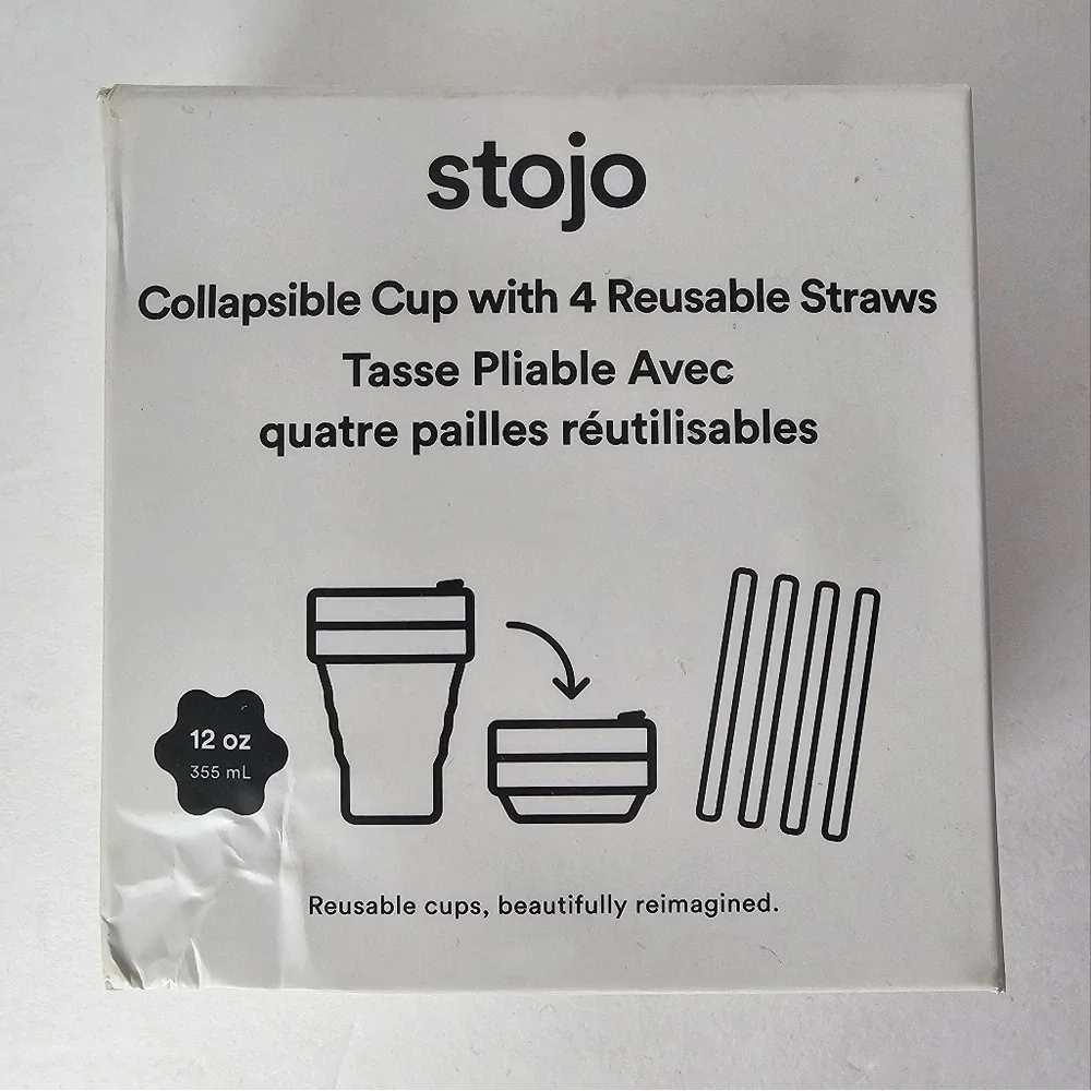 STOJO Collapsible Travel Silicone‎ Cup with 4 Reusable Straws Dusty Rose